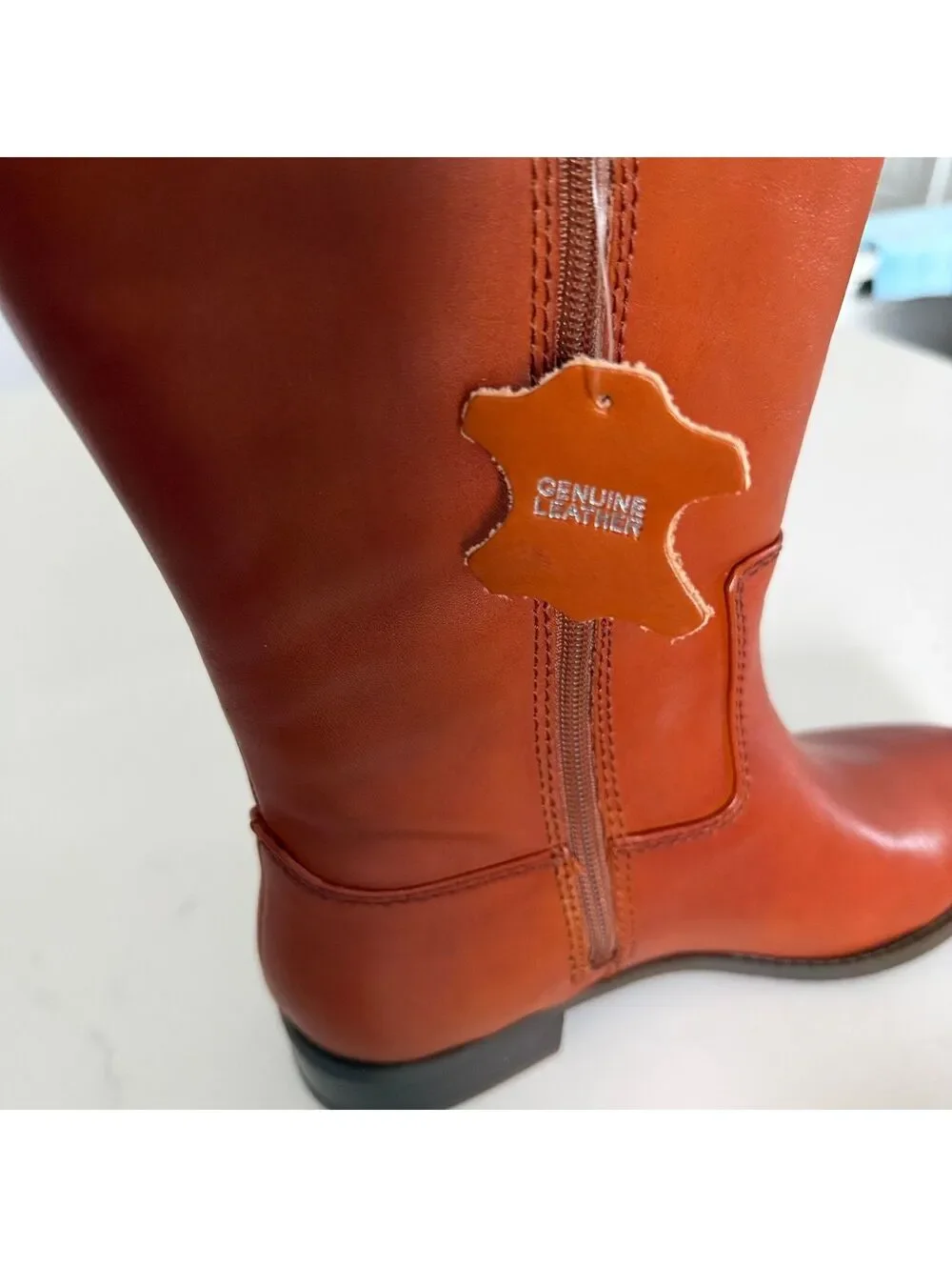 I.N.C. International Concepts Fawne Cognac Leather Knee High Boots Women Size 8